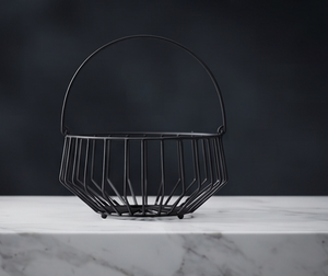 Custom Black Metal <b>Wire</b> Fruit <b>Storage</b> <b>Basket</b> with Handle Decorative Bread Holder Modern Kitchen Stand - Product Image 5