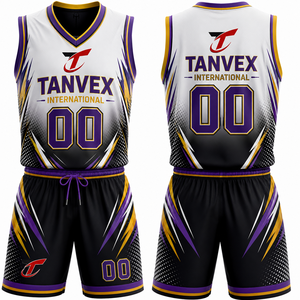 Conjunto de Camiseta de Baloncesto Sublimada TANVEX International, Cuello en V, Sin Mangas, Absorbe la Humedad, Unisex, Adulto, Todas las Temporadas, Color Sólido, 100% - Product Image 1