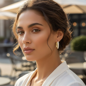 Boucles d'oreilles créoles en diamants véritables en or jaune 14 carats |   Créoles classiques à taille ronde serties de pierres pour femme, bijoux raffinés, cadeau d'anniversaire - Product Image 1