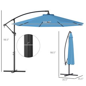 Ombrellone a braccio laterale blu da 3 m con materiale resistente ai raggi UV e all'acqua e base a croce (peso non incluso) - Product Image 3