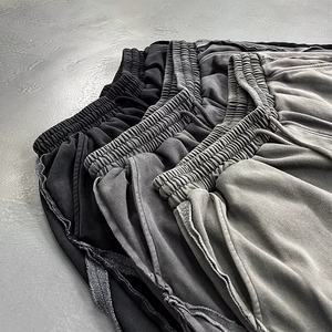 Shorts en molleton de coton épais 400 GSM, style vintage délavé à l'acide, avec points bruts et effet usé, pour l'été et le streetwear - Product Image 2