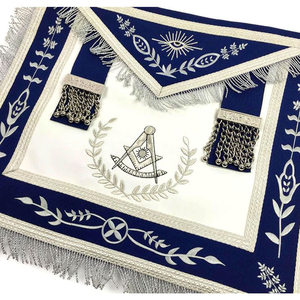 Delantales Masónicos Personalizados de Alta Calidad, Delantales Masónicos Bordados en Azul Rey y Plateado para Past Master de Logia Azul, Nuevos Delantales Masónicos Personalizados - Product Image 2