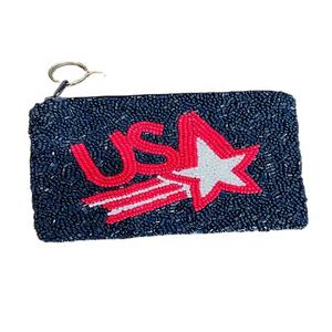 กระเป๋าถือทรงสี่เหลี่ยมผืนผ้า ทำมือจากลูกปัดแก้วลายธีมกีฬา  ตกแต่งด้วยผ้าฝ้าย  สำหรับงานปาร์ตี้  ผลิตในสหรัฐอเมริกา - Product Image 1