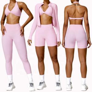 Conjunto Deportivo de 3 Piezas para Mujer, de Secado Rápido, Transpirable, con Leggings de Manga Larga, Chaqueta de Compresión y Sujetador Deportivo para Yoga, Gimnasio y Entrenamiento - Product Image 5