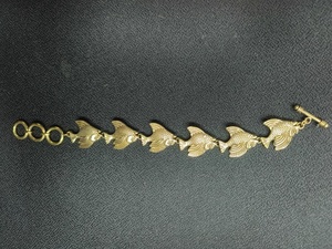 Handmade Brass Koi Fish Link Bracelet | Gold Tone Lucky Fish <b>Charm</b> Chain Bracelet | Bohemian Nautical Statement Jewelry Supplier - Product Image 4