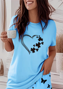 Conjunto de ropa informal para mujer, 2 uds., camiseta cómoda de manga corta con pantalones cortos a juego - Product Image 4