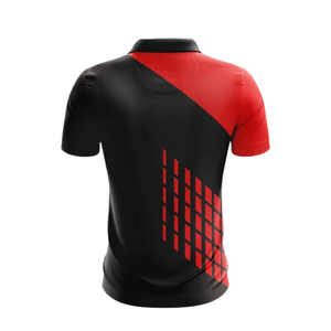 Maillot de cricket pour homme noir et rouge à sublimation, polo à manches courtes, chemise de sport, tenue de match athlétique, uniforme d'équipe, vêtements d'entraînement - Product Image 2
