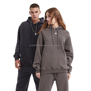 Sweat à capuche et pantalon surdimensionnés en détresse personnalisés Vintage Acid Washed Pullover sweatsuit fashion unisexe haute qualité gym suit - Product Image 3
