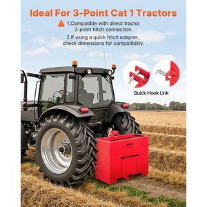 Caja de lastre para tractor de 3 puntos y 1 de acero resistente, capacidad de 800lbs, receptor de enganche de 2 pulgadas, pieza de maquinaria para cargador de gran volumen de 4,3 Ft³ - Product Image 2