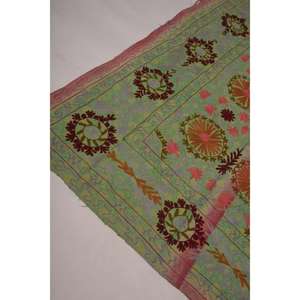 Vintage Cotton Kantha Suzani <b>Quilt</b> Handmade Floral Embroidered Eco-Friendly Washable Boho Bedspread Indian <b>Throw</b> Blanket - Product Image 3