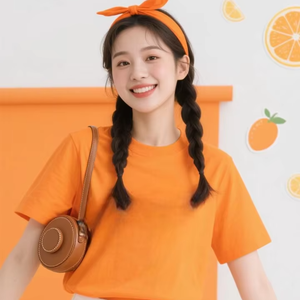 Ropa de playa naranja con estampado regular (estampado gráfico) FMF 95% algodón + 5% elastano Tejido de punto Casual / Streetwear / Camiseta - Product Image 1