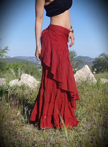 Jupe longue bohème en coton asymétrique, jupe de festival bohème fluide taille haute, cadeau pour elle à prix de gros - Product Image 3