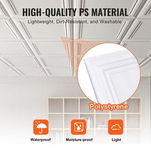 Piastrelle per Controsoffitto in Polistirolo Premium 20x20, Confezione da 16, Facili da Installare e Tagliare - Product Image 3