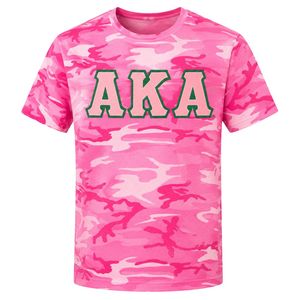 Camiseta AKA Pink Tie-Dye para mujer, camiseta de manga corta con cuello redondo de algodón suave, camiseta de hermandad rosa y verde con estampado de letras personalizado - Product Image 1