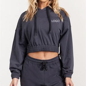 Sudadera con Capucha Corta Personalizada con Bordado, Cuello Redondo, para Mujer - Product Image 1