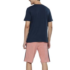 Ensemble short deux pièces pour homme Vêtements de rue de couleur contrastée Ensemble t-shirt et chemise et short unisexe personnalisé Ensemble chemise et short pour homme - Product Image 2