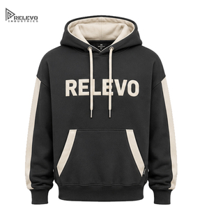 Sudadera con Capucha Extra Grande de Algodón Grueso con Logotipo Personalizado OEM, Sudadera con Capucha y Forro Polar para Hombre con Ribete en Contraste y Franja en las Mangas - Product Image 1