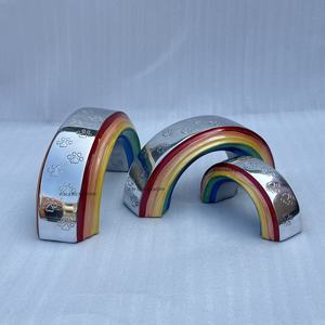 Urna Funeraria Moderna de 8 Pulgadas con Diseño de Puente Arcoíris 3D para Mascotas, Figura de Aluminio Grabada con Diseño Floral para Cenizas de Mascotas de Año Nuevo - Product Image 3