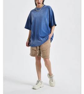 T-shirt pour homme de luxe à étiquette privée, coupe oversize, épaules tombantes, logo personnalisé, vierge, épais 300 g/m², délavé à l'acide - Product Image 1