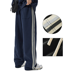 OEM 2026 340G Drawstring Casual Straight Wide-Leg Pants Autumn Winter Cross-<b>Border</b> Streetwear With Free Sample - Product Image 1