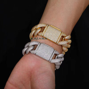 กำไลข้อมือเพชรคิวบา S925 เพชรเลี้ยงในห้องปฏิบัติการ ทรงกลมเจียระไนแบบเหลี่ยม ชุบทอง หรูหรา สำหรับทุกเพศ ใส่ได้ทุกวัน - Product Image 1