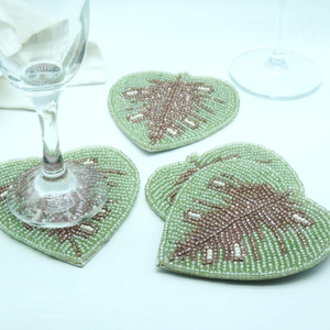 Modern Minimalist Beaded Glass Cup Coasters for Dining <b>Table</b> <b>Protection</b> and Decor Perfect Gift Idea - Product Image 1