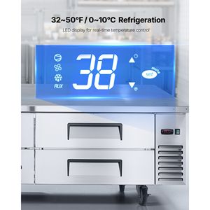 Attrezzatura di Refrigerazione per Cucine Commerciali, Frigorifero da Lavoro Chef Base 72 Pollici con 4 Cassetti, 12 Vaschette, in Acciaio Inox, Capacità 800 Libbre - Product Image 4