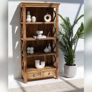 Vandana Merino Zentrix <b>Wood</b> <b>Bookcase</b> Modern <b>Solid</b> <b>Wood</b> Minimalist Storage Furniture Design - Product Image 1