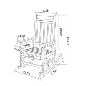 Sedia a dondolo oversize resistente alle intemperie con texture legno per adulti, ideale per portico, prato e giardino - Product Image 6