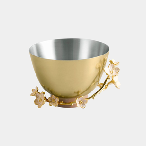 Bol en acier inoxydable avec bordure dorée en forme de fleur, bol décoratif en métal poli pour cadeaux de mariage, style glamour, bol décoratif - Product Image 6