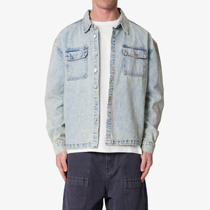Ventes en gros ARTIZ INTERNATIONAL Vestes en jean pour hommes, couleur unie, délavées à l'acide, boutonnées, écologiques, lavables, style vintage formel, 100% - Product Image 1