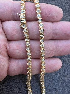 Collar de Cadena de Palomitas de Maíz Chapado en Oro con Circonitas Cúbicas Redondas Brillantes, Joyería Casual para Uso Diario de Mujer - Product Image 2
