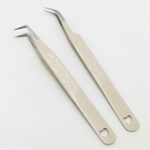 HARRAR Ensemble de pinces à épiler professionnelles pour extensions de cils en acier inoxydable avec manche perlé, 2 pièces, outils de beauté de précision, 13 cm, pointe lisse - Product Image 2