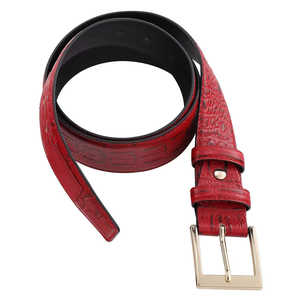 Ceinture en cuir de vachette véritable gaufré façon croco, avec boucle en laiton argenté, pour hommes et femmes, idéale pour un usage décontracté ou professionnel, qualité supérieure. - Product Image 3