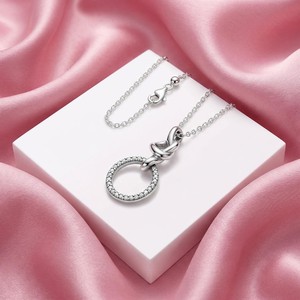 Collier pendentif cœur noué en argent et moissanite, collier ovale, cadeau d'anniversaire pour elle - Product Image 4