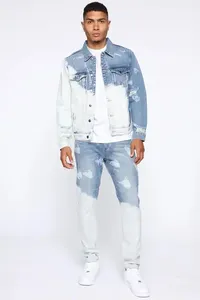 Jeans y Chaqueta de Primavera para Hombre, Diseño XMA de Alta Calidad, Corte Regular, Transpirables, Estilo Hip Hop, Cierre de Botones, Mangas Largas, Lavado Medio - Product Image 2