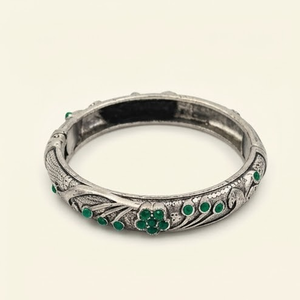 DIVYORO Women's Ethnic Green Flower Oxidized <b>Copper</b> Alloy <b>Bangle</b>-Party Jewelry KADA - Product Image 1