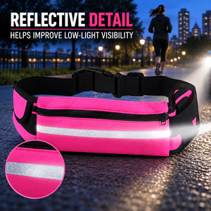 Ceinture de course à pied avec 2 poches zippées, sangle réglable réfléchissante, porte-téléphone pour hommes et femmes, imperméable - Product Image 2