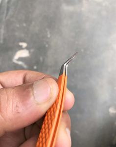 Poudre d'orange enduite vente en gros de haute qualité en acier inoxydable solide L Type Volume russe Diamond Grip Extensions de cils pince à épiler - Product Image 6