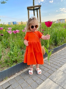 Merry Pretty-Mini tenue à volants, confortable et facile à porter, fabriquée en coton doux, Orange, maman & Me, nouvelle collection - Product Image 2