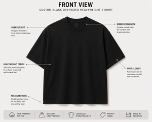 T-shirt surdimensionné noir personnalisé en coton épais 100% – Fabricant pakistanais, marque privée, streetwear, écologique, anti-plis - Product Image 1