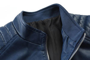 Vestes en cuir de vache 100% originales pour hommes, élégantes, bleues, à manches longues, dernier design, haute qualité, style populaire, état neuf - Product Image 5