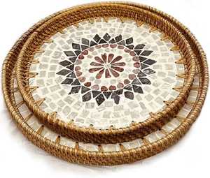 Bandeja Rectangular de Ratán con Madreperla, Diseño Fabuloso, Hecha a Mano, Ecológica, Apta para Lavavajillas, Duradera, Pulida, Moderna, para Fiestas - Product Image 6