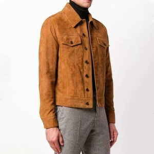 Men's Brown <b>Suede</b> Trucker <b>Jacket</b> - Product Image 1