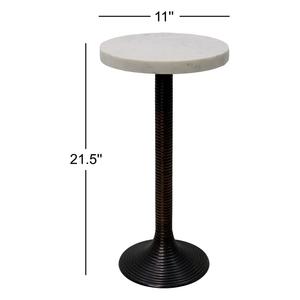 Mesa Auxiliar Moderna con Pedestal y Superficie Estilo Piedra, Base de Columna Texturizada, Perfil Delgado y Elegante para Espacios Contemporáneos - Product Image 4