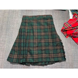 กระโปรงยาวระดับเข่าสำหรับผู้หญิง ลายสก็อตสีน้ำตาล สายหนังจีบแบบกิลท์ - Product Image 5