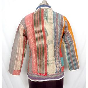 Hand-Stitched Cotton <b>Kantha</b> <b>Jacket</b> for Women Embroidered vintage Design with Elegant <b>Kantha</b> Embroidery <b>jacket</b> for women - Product Image 4