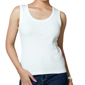 Camiseta sin mangas de punto acanalado informal para mujer, personalizada, de ajuste ceñido, transpirable, de secado rápido, ecológica, de algodón y fibra de bambú, con cuello redondo. - Product Image 3
