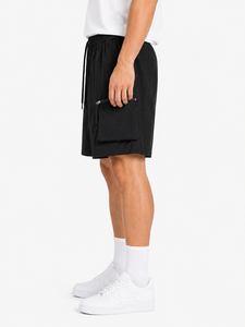 <b>Men's</b> Black Utility Cargo <b>Shorts</b> Lightweight Quick Dry Casual <b>Shorts</b> Multi <b>Pocket</b> <b>Zip</b> Cargo <b>Shorts</b> Drawstring Waist Active <b>Short</b> - Product Image 3