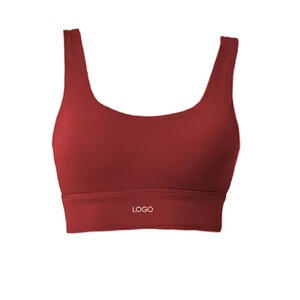 Women Scoop Neck Simple Four-Way Stretch Sports <b>Bra</b> Medium <b>Support</b> Solid Color Yoga <b>Crop</b> <b>Top</b> Breathable Quick Dry Front Fitness - Product Image 3